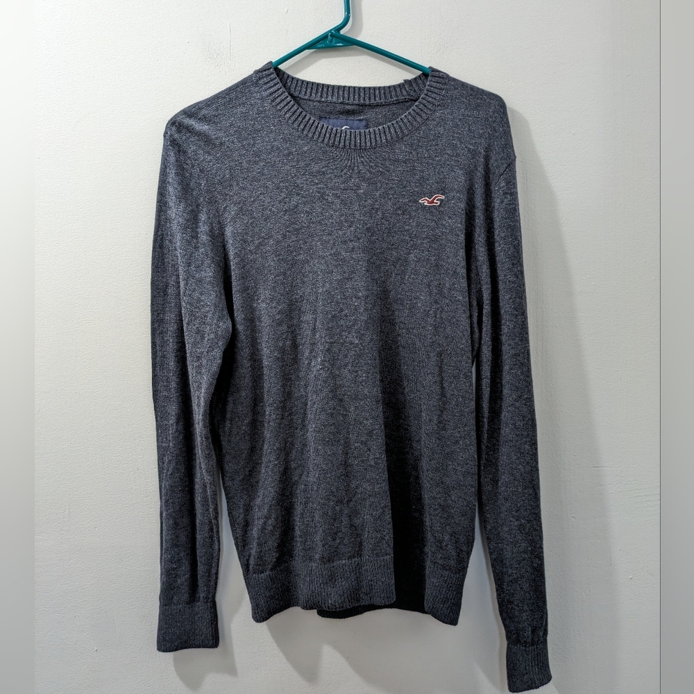 Hollister Crew Neck Blue Knit Sweater Long Sleeve Mens Small